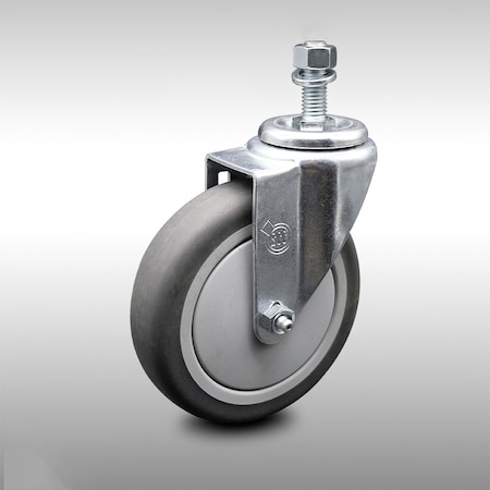 Service Caster 5 Inch SS Thermoplastic Rubber Wheel Swivel 1/2 Inch Threaded Stem Caster SCC SCC-SSTS20S514-TPRB-121315